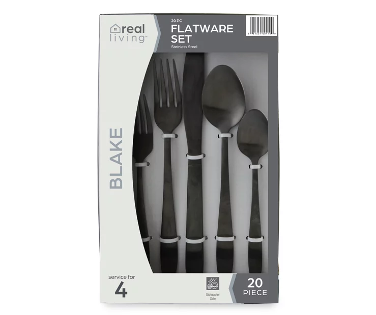 Matte Black 20-Piece Blake Flatware Set 1 Matte Black 20-Piece Blake Flatware Set
