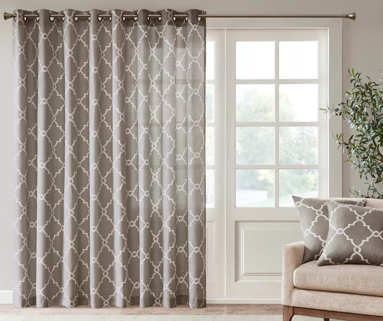 Sereno Fretwork Light-Filtering Grommet Patio Curtain Panel, (84") 5 Sereno Fretwork Light-Filtering Grommet Patio Curtain Panel, (84") - Image 5