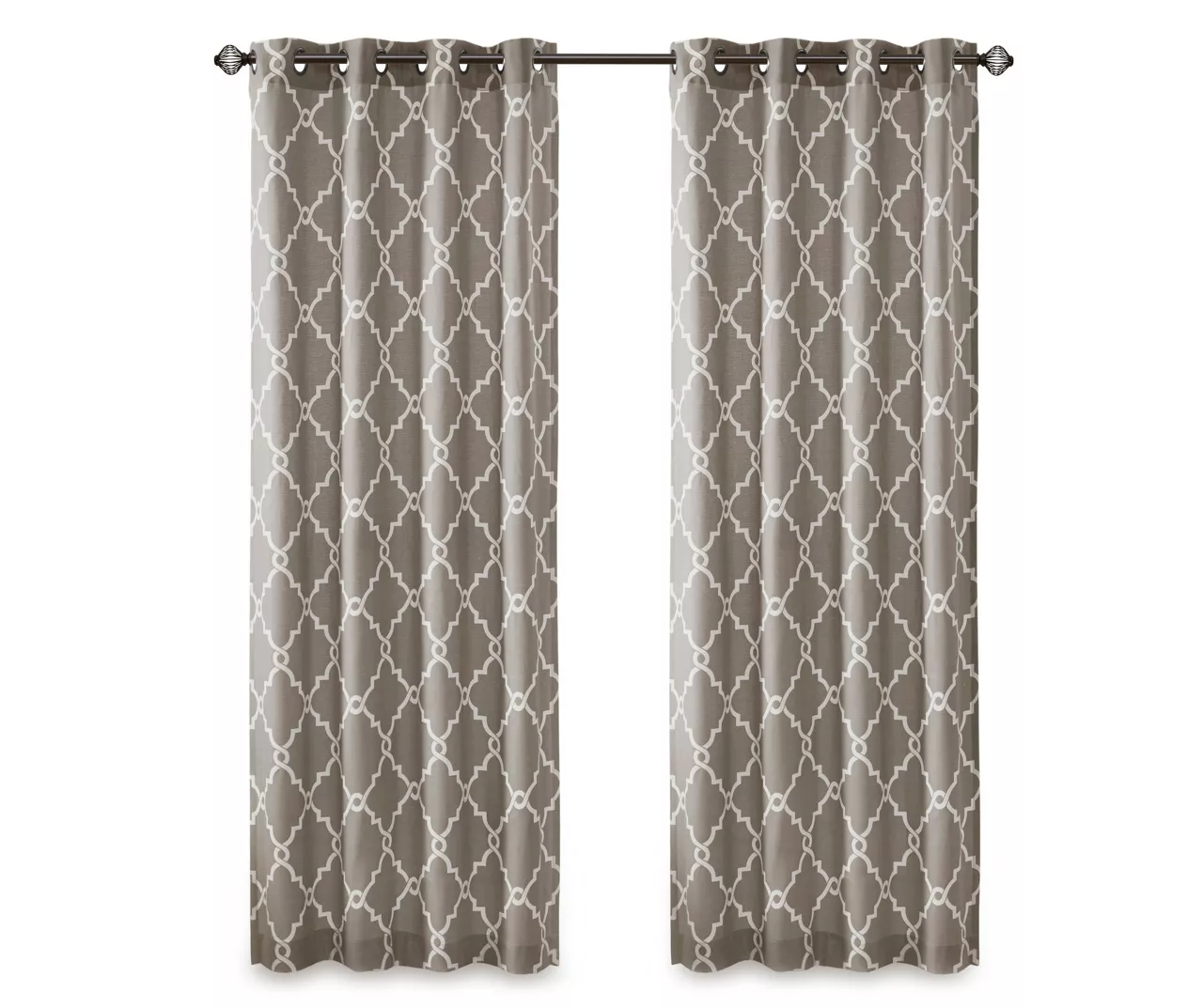 Sereno Fretwork Gray Light-Filtering Grommet Curtain Panel, (84") 12 Sereno Fretwork Gray Light-Filtering Grommet Curtain Panel, (84") - Image 12
