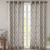 Sereno Fretwork Gray Light-Filtering Grommet Curtain Panel, (95")