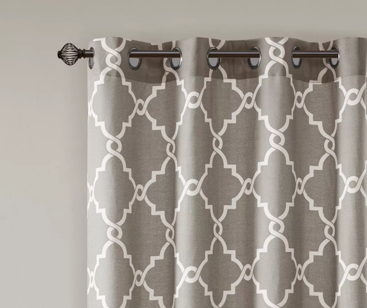 Sereno Fretwork Gray Light-Filtering Grommet Curtain Panel, (95") 4 Sereno Fretwork Gray Light-Filtering Grommet Curtain Panel, (95") - Image 4