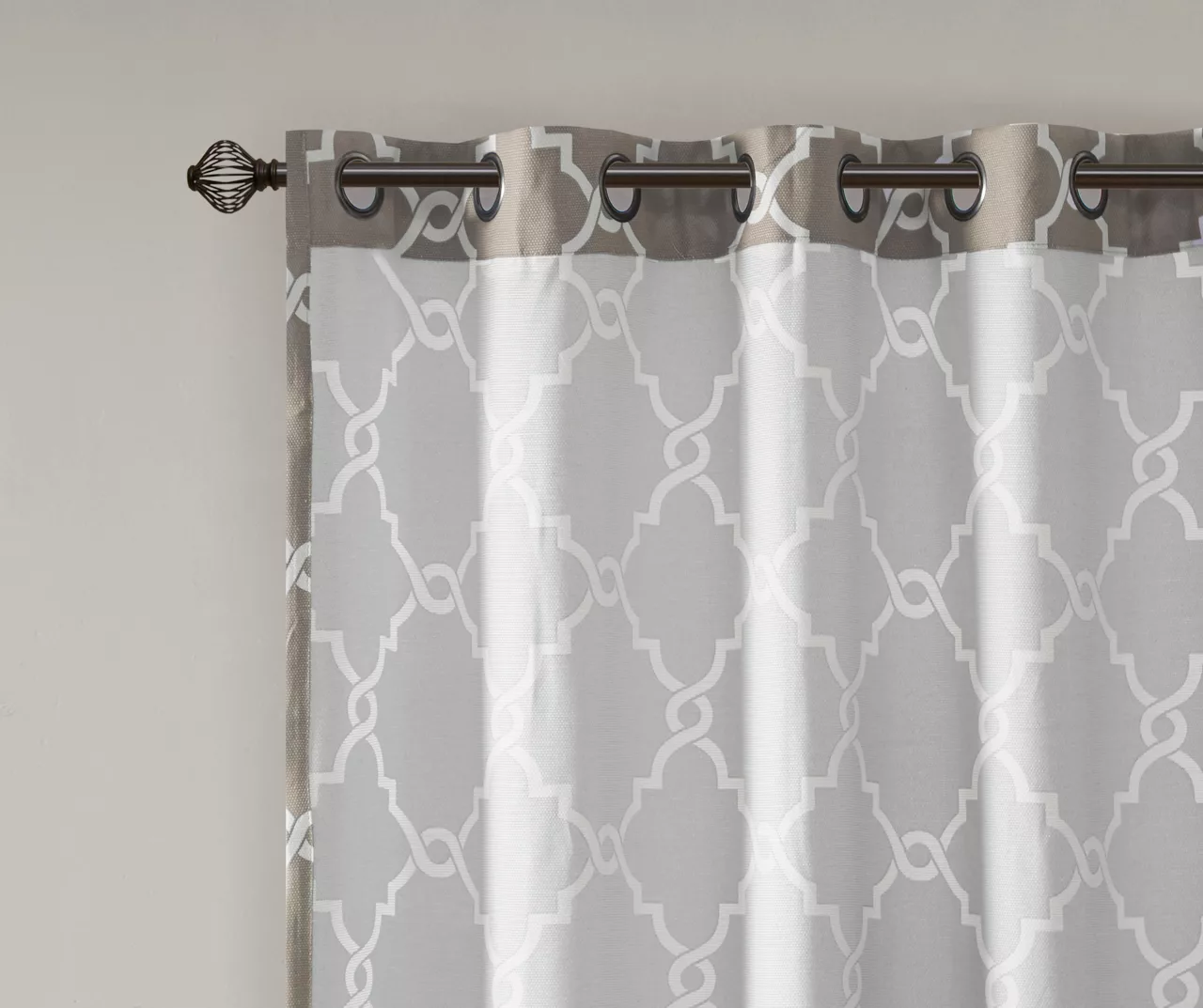 Sereno Fretwork Gray Light-Filtering Grommet Curtain Panel, (63") 5 Sereno Fretwork Gray Light-Filtering Grommet Curtain Panel, (63") - Image 5