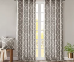 Sereno Fretwork Gray Light-Filtering Grommet Curtain Panel, (63") 19 Sereno Fretwork Gray Light-Filtering Grommet Curtain Panel, (63") -Cuisinart Store 810517992 810517993 810517994 7 2