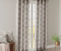Sereno Fretwork Gray Light-Filtering Grommet Curtain Panel, (63") 20 Sereno Fretwork Gray Light-Filtering Grommet Curtain Panel, (63") -Cuisinart Store 810517992 810517993 810517994 8 2