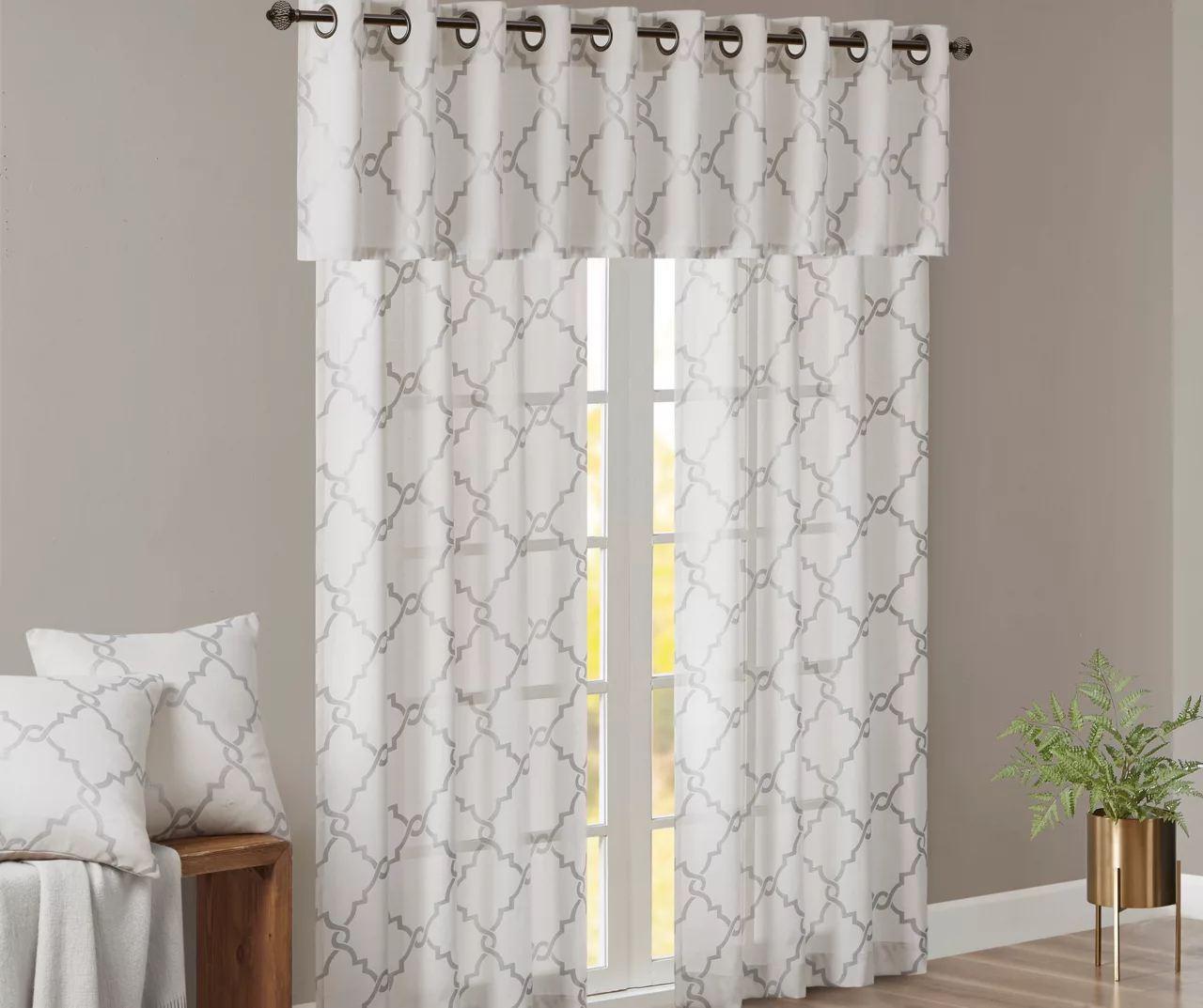 Sereno Fretwork Ivory Light-Filtering Grommet Curtain Panel, (63") 11 Sereno Fretwork Ivory Light-Filtering Grommet Curtain Panel, (63") - Image 11