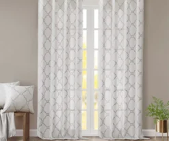 Sereno Fretwork Ivory Light-Filtering Grommet Curtain Panel, (95") 19 Sereno Fretwork Ivory Light-Filtering Grommet Curtain Panel, (95") -Cuisinart Store 810517995 810517996 810517998 7