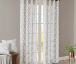 Sereno Fretwork Ivory Light-Filtering Grommet Curtain Panel, (63") 20 Sereno Fretwork Ivory Light-Filtering Grommet Curtain Panel, (63") -Cuisinart Store 810517995 810517996 810517998 8 1