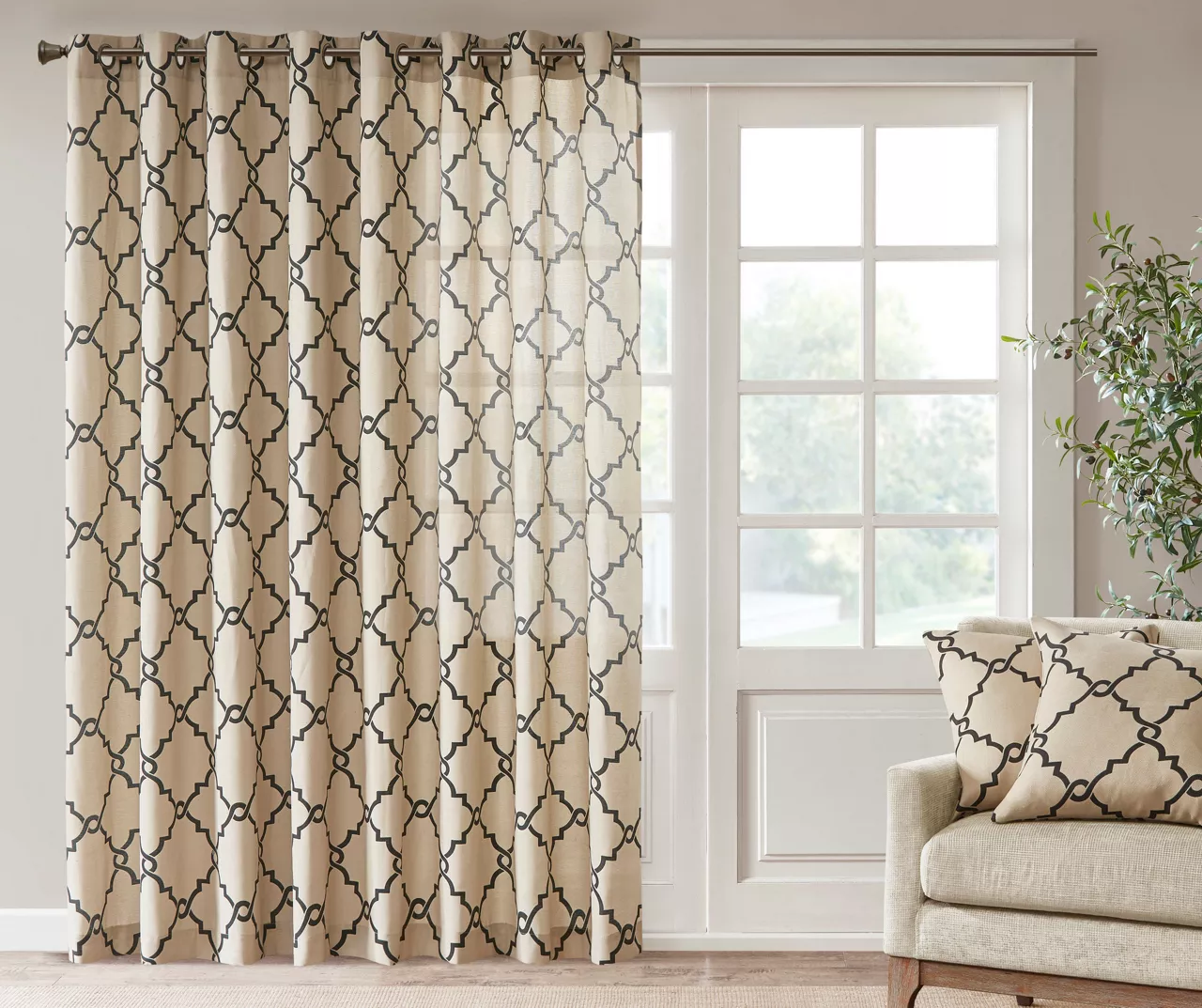 Sereno Fretwork Light-Filtering Grommet Patio Curtain Panel, (84") 7 Sereno Fretwork Light-Filtering Grommet Patio Curtain Panel, (84") - Image 7