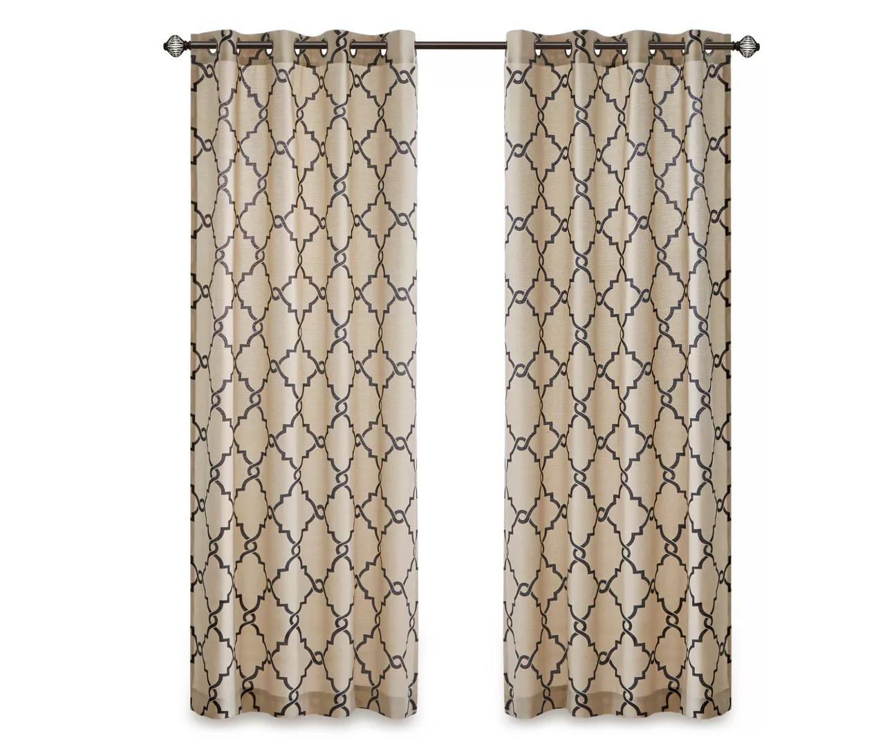 Sereno Fretwork Khaki Light-Filtering Grommet Curtain Panel, (95") 12 Sereno Fretwork Khaki Light-Filtering Grommet Curtain Panel, (95") - Image 12