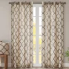 Sereno Fretwork Khaki Light-Filtering Grommet Curtain Panel, (63")
