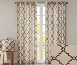 Sereno Fretwork Khaki Light-Filtering Grommet Curtain Panel, (95") 14 Sereno Fretwork Khaki Light-Filtering Grommet Curtain Panel, (95") -Cuisinart Store 810518000 810518001 810518002 2
