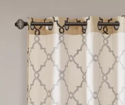 Sereno Fretwork Khaki Light-Filtering Grommet Curtain Panel, (63") 16 Sereno Fretwork Khaki Light-Filtering Grommet Curtain Panel, (63") -Cuisinart Store 810518000 810518001 810518002 4 1