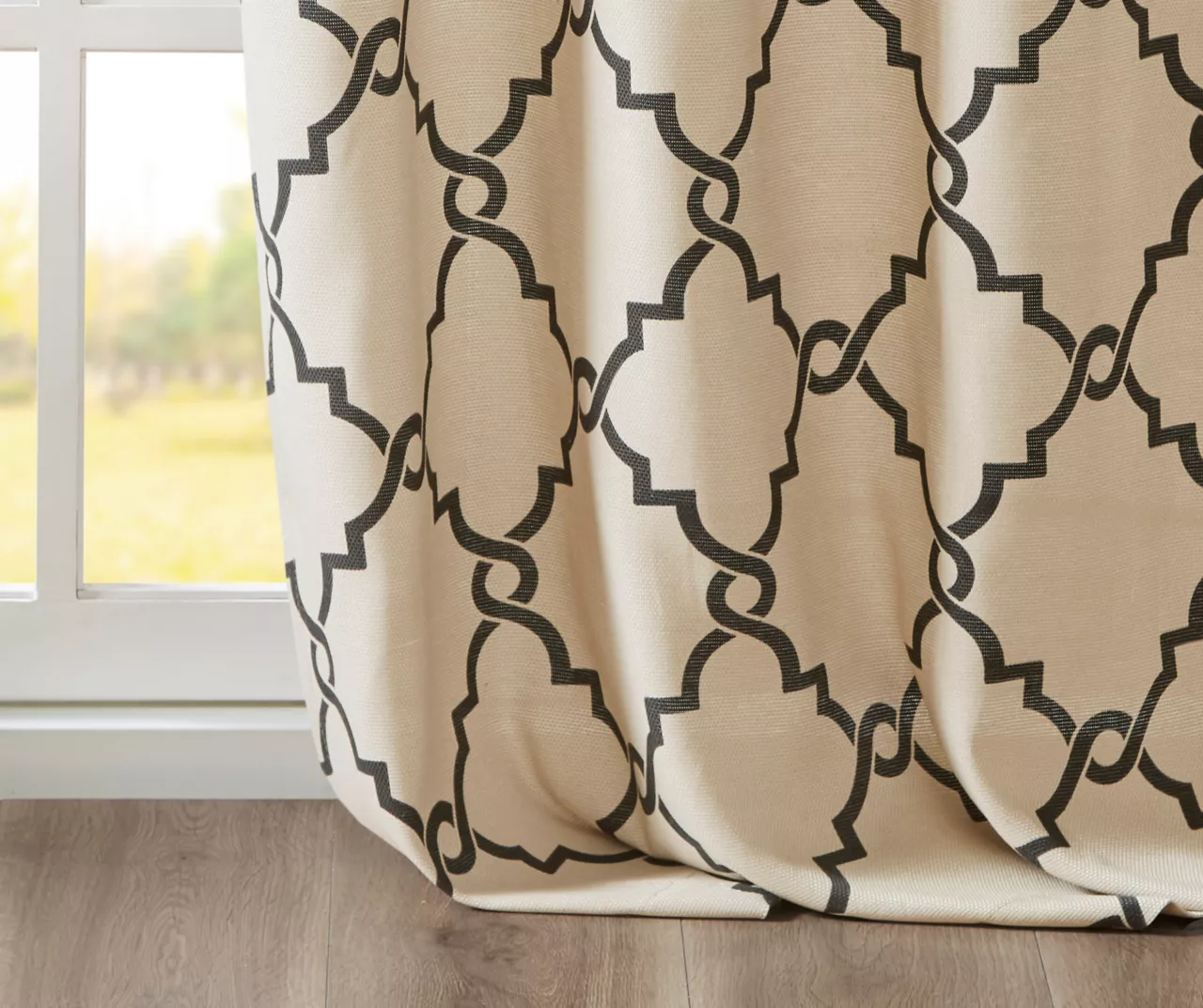Sereno Fretwork Khaki Light-Filtering Grommet Curtain Panel, (95") 6 Sereno Fretwork Khaki Light-Filtering Grommet Curtain Panel, (95") - Image 6