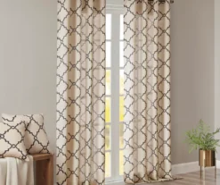 Sereno Fretwork Khaki Light-Filtering Grommet Curtain Panel, (95") 20 Sereno Fretwork Khaki Light-Filtering Grommet Curtain Panel, (95") -Cuisinart Store 810518000 810518001 810518002 8