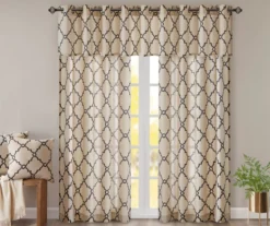 Sereno Fretwork Khaki Light-Filtering Grommet Curtain Panel, (95") 21 Sereno Fretwork Khaki Light-Filtering Grommet Curtain Panel, (95") -Cuisinart Store 810518000 810518001 810518002 9