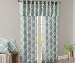 Sereno Fretwork Seafoam Light-Filtering Grommet Curtain Panel, (63") -Cuisinart Store 810518004 810518005 810518006 10
