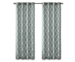 Sereno Fretwork Seafoam Light-Filtering Grommet Curtain Panel, (63") -Cuisinart Store 810518004 810518005 810518006 11