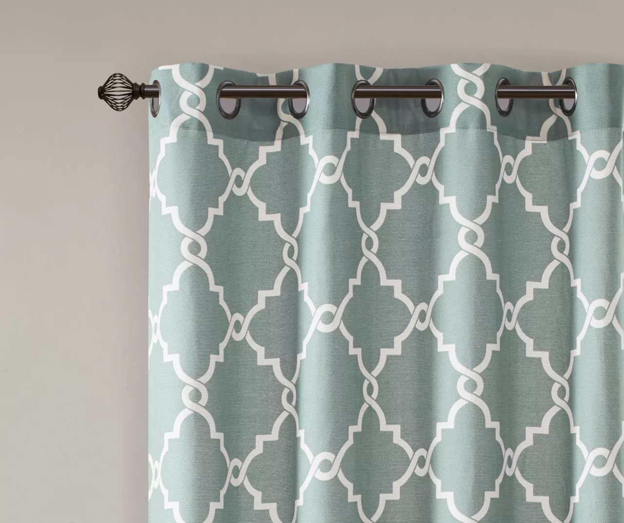 Sereno Fretwork Seafoam Light-Filtering Grommet Curtain Panel, (95") 4 Sereno Fretwork Seafoam Light-Filtering Grommet Curtain Panel, (95") - Image 4