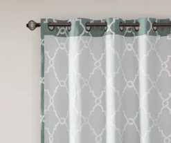 Sereno Fretwork Seafoam Light-Filtering Grommet Curtain Panel, (95") 16 Sereno Fretwork Seafoam Light-Filtering Grommet Curtain Panel, (95") -Cuisinart Store 810518004 810518005 810518006 4 2