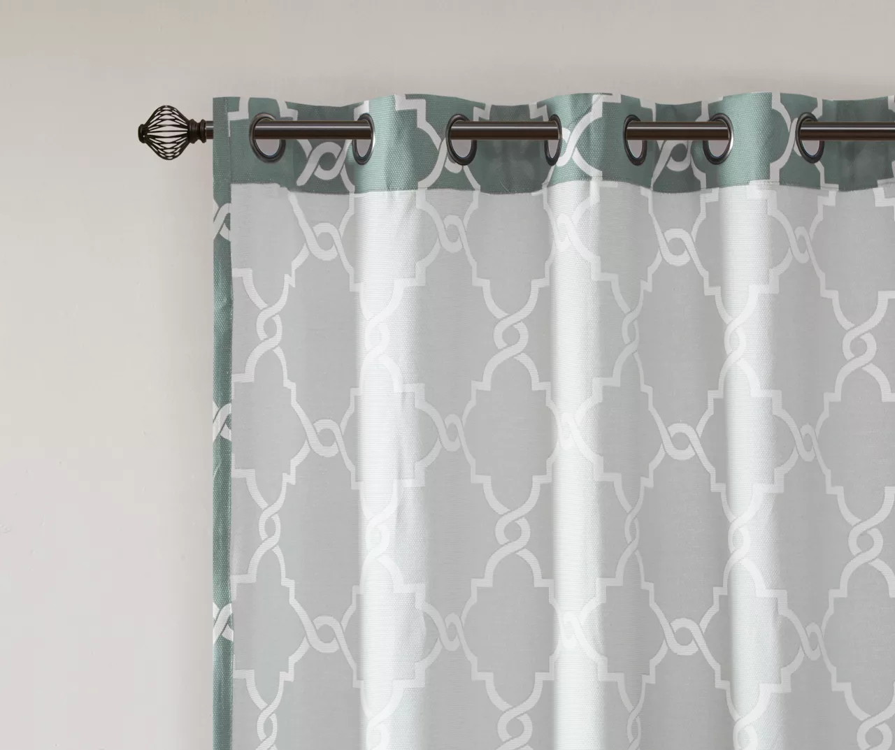 Sereno Fretwork Seafoam Light-Filtering Grommet Curtain Panel, (95") 5 Sereno Fretwork Seafoam Light-Filtering Grommet Curtain Panel, (95") - Image 5