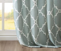 Sereno Fretwork Seafoam Light-Filtering Grommet Curtain Panel, (95") 17 Sereno Fretwork Seafoam Light-Filtering Grommet Curtain Panel, (95") -Cuisinart Store 810518004 810518005 810518006 5 2