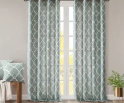 Sereno Fretwork Seafoam Light-Filtering Grommet Curtain Panel, (84") -Cuisinart Store 810518004 810518005 810518006 7 1