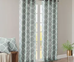 Sereno Fretwork Seafoam Light-Filtering Grommet Curtain Panel, (84") -Cuisinart Store 810518004 810518005 810518006 8 1