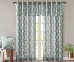 Sereno Fretwork Seafoam Light-Filtering Grommet Curtain Panel, (95") 21 Sereno Fretwork Seafoam Light-Filtering Grommet Curtain Panel, (95") -Cuisinart Store 810518004 810518005 810518006 9 2