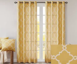 Sereno Fretwork Yellow Light-Filtering Grommet Curtain Panel, (84") 14 Sereno Fretwork Yellow Light-Filtering Grommet Curtain Panel, (84") -Cuisinart Store 810518008 810518009 810518010 2 1