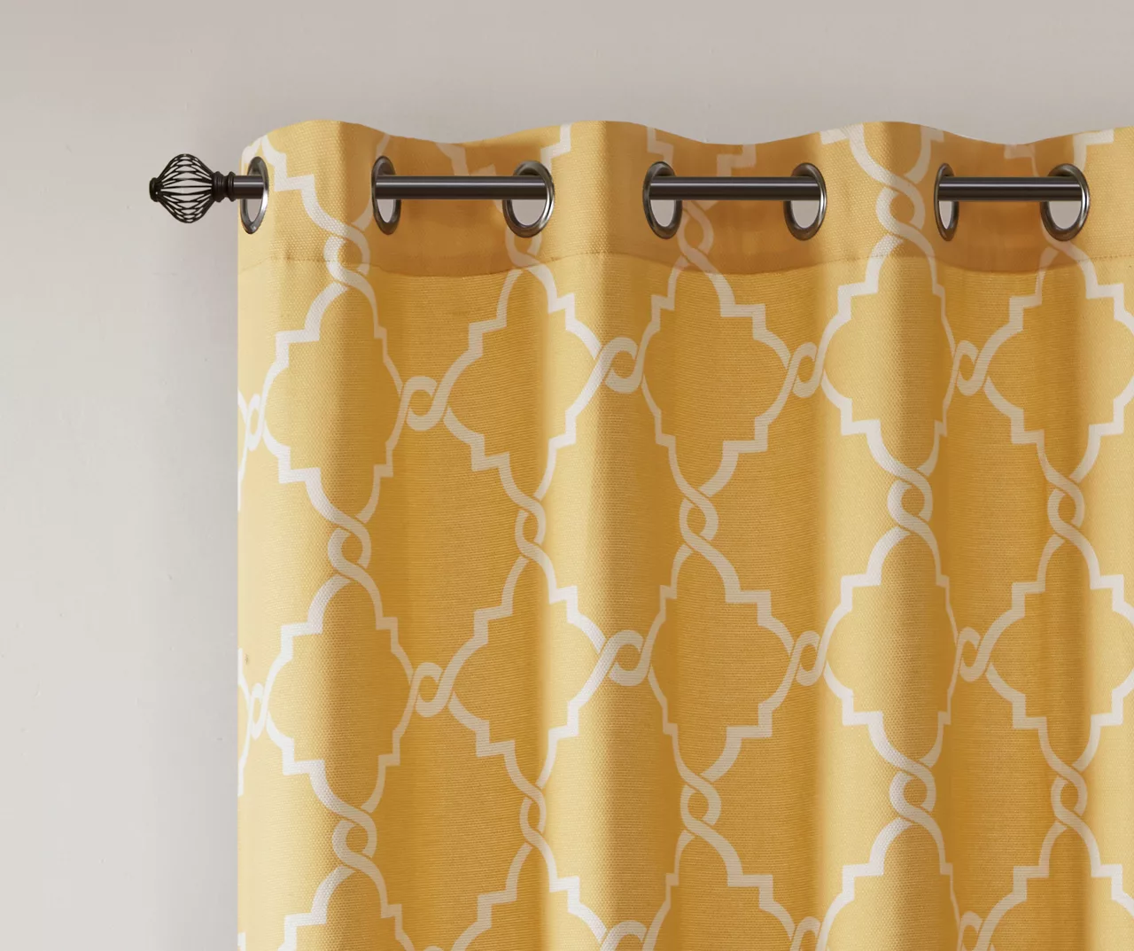 Sereno Fretwork Yellow Light-Filtering Grommet Curtain Panel, (84") 4 Sereno Fretwork Yellow Light-Filtering Grommet Curtain Panel, (84") - Image 4