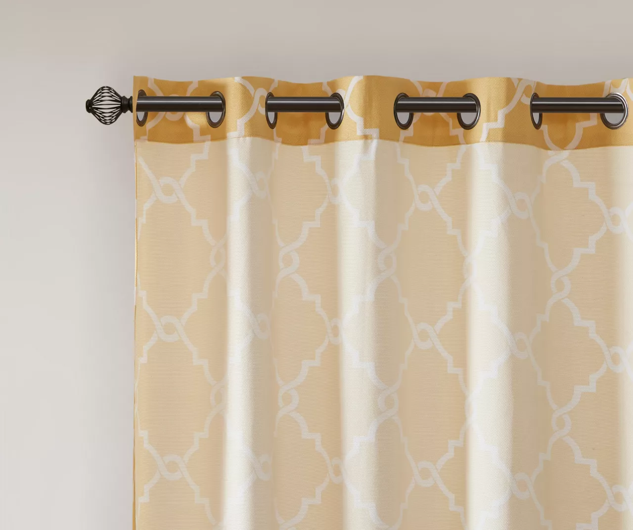 Sereno Fretwork Yellow Light-Filtering Grommet Curtain Panel, (63") 5 Sereno Fretwork Yellow Light-Filtering Grommet Curtain Panel, (63") - Image 5