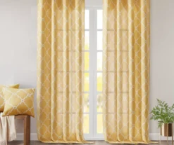 Sereno Fretwork Yellow Light-Filtering Grommet Curtain Panel, (84") 19 Sereno Fretwork Yellow Light-Filtering Grommet Curtain Panel, (84") -Cuisinart Store 810518008 810518009 810518010 7 1