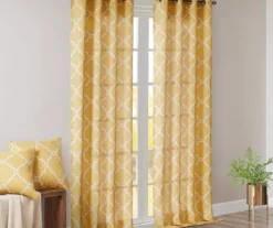 Sereno Fretwork Yellow Light-Filtering Grommet Curtain Panel, (95") 20 Sereno Fretwork Yellow Light-Filtering Grommet Curtain Panel, (95") -Cuisinart Store 810518008 810518009 810518010 8