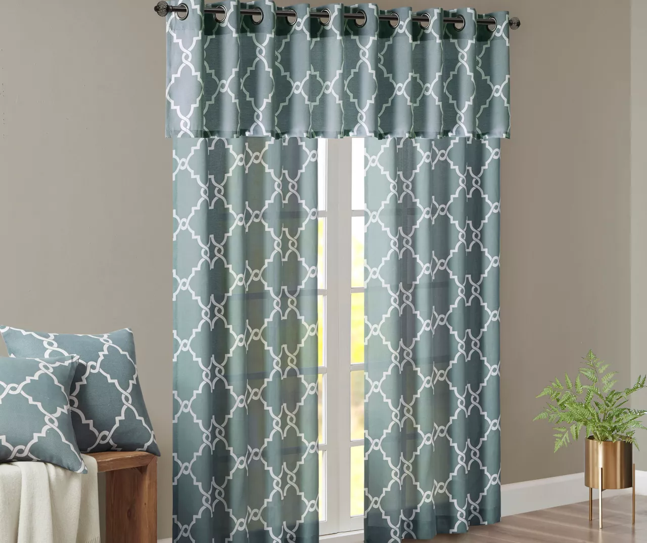 Sereno Fretwork Blue Light-Filtering Grommet Curtain Panel, (95") 11 Sereno Fretwork Blue Light-Filtering Grommet Curtain Panel, (95") - Image 11