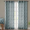 Sereno Fretwork Blue Light-Filtering Grommet Curtain Panel, (84")