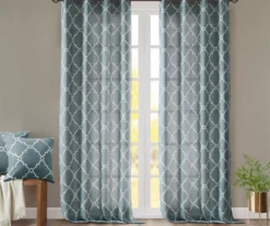 Sereno Fretwork Blue Light-Filtering Grommet Curtain Panel, (84") 19 Sereno Fretwork Blue Light-Filtering Grommet Curtain Panel, (84") -Cuisinart Store 810518012 810517719 810517720 7 2