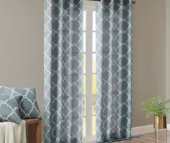 Sereno Fretwork Blue Light-Filtering Grommet Curtain Panel, (84") 20 Sereno Fretwork Blue Light-Filtering Grommet Curtain Panel, (84") -Cuisinart Store 810518012 810517719 810517720 8 2