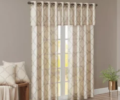 Sereno Fretwork Beige Light-Filtering Grommet Curtain Panel, (63") 22 Sereno Fretwork Beige Light-Filtering Grommet Curtain Panel, (63") -Cuisinart Store 810518024 810518025 810518026 10 2
