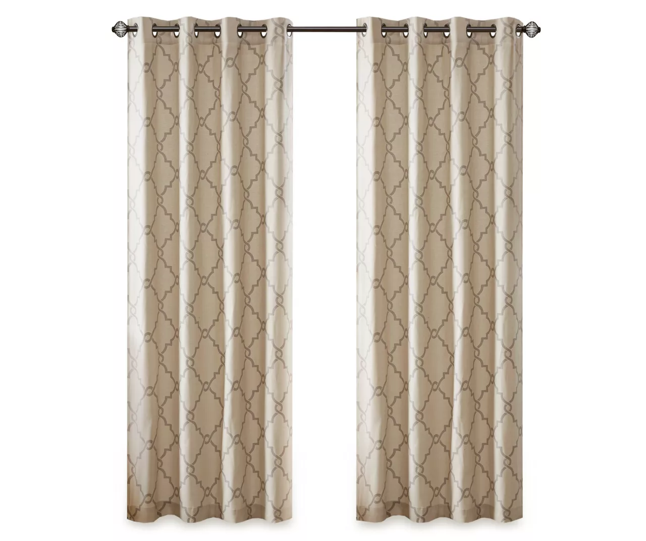 Sereno Fretwork Beige Light-Filtering Grommet Curtain Panel, (63") 12 Sereno Fretwork Beige Light-Filtering Grommet Curtain Panel, (63") - Image 12
