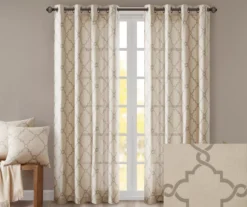 Sereno Fretwork Beige Light-Filtering Grommet Curtain Panel, (84") 14 Sereno Fretwork Beige Light-Filtering Grommet Curtain Panel, (84") -Cuisinart Store 810518024 810518025 810518026 2 1
