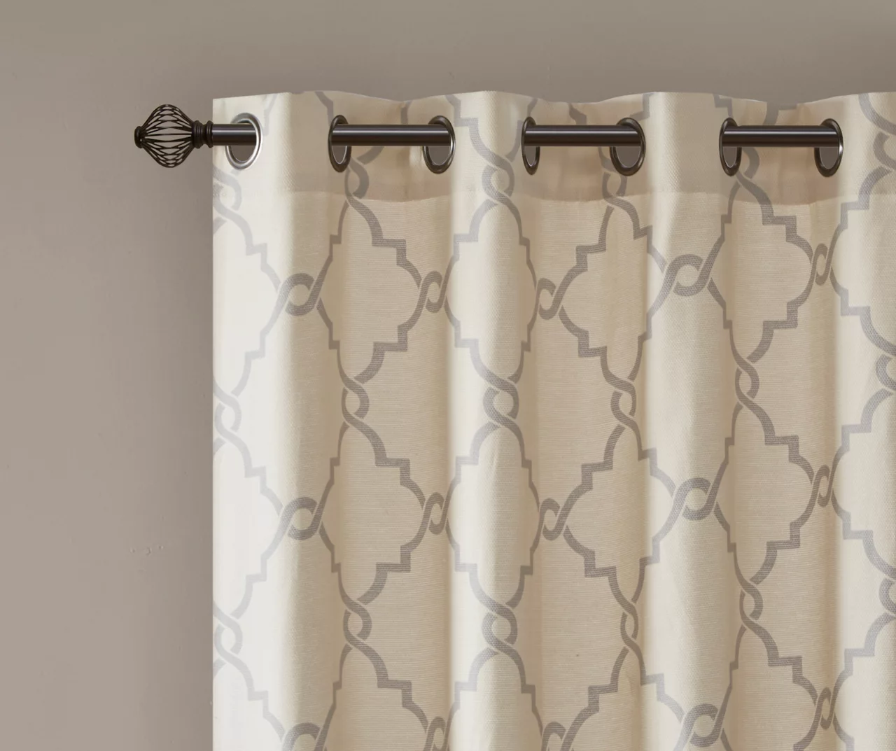 Sereno Fretwork Beige Light-Filtering Grommet Curtain Panel, (95") 4 Sereno Fretwork Beige Light-Filtering Grommet Curtain Panel, (95") - Image 4