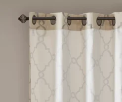 Sereno Fretwork Beige Light-Filtering Grommet Curtain Panel, (84") 16 Sereno Fretwork Beige Light-Filtering Grommet Curtain Panel, (84") -Cuisinart Store 810518024 810518025 810518026 4 1