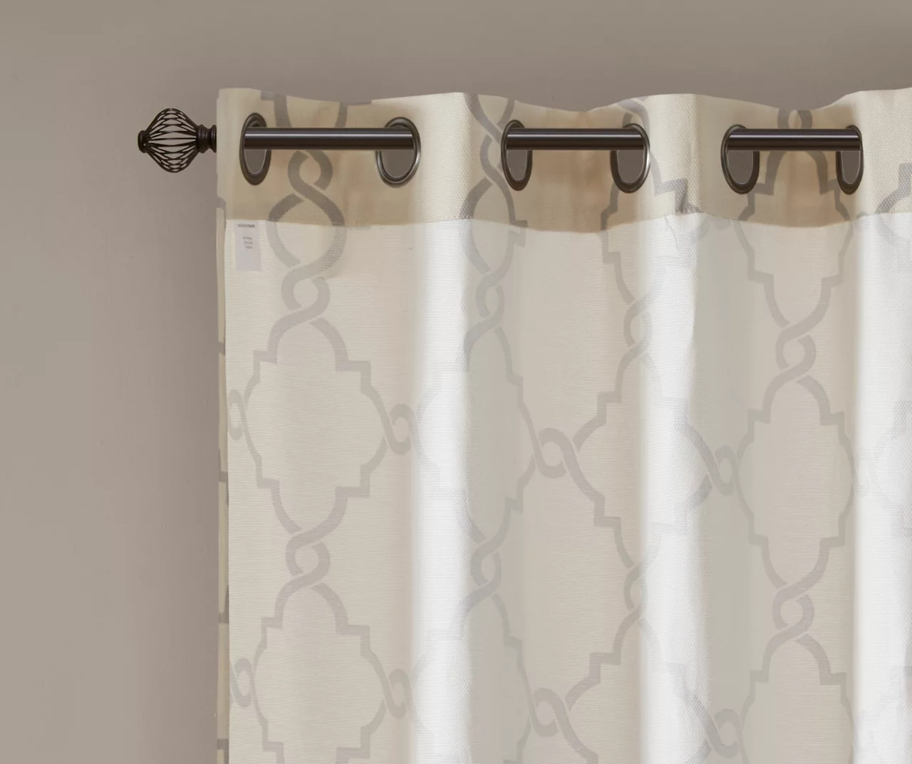 Sereno Fretwork Beige Light-Filtering Grommet Curtain Panel, (84") 5 Sereno Fretwork Beige Light-Filtering Grommet Curtain Panel, (84") - Image 5