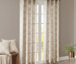 Sereno Fretwork Beige Light-Filtering Grommet Curtain Panel, (84") 20 Sereno Fretwork Beige Light-Filtering Grommet Curtain Panel, (84") -Cuisinart Store 810518024 810518025 810518026 8 1