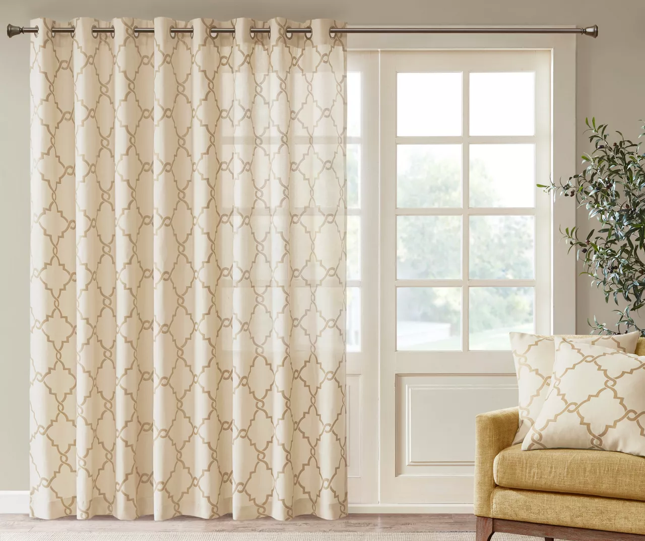 Sereno Fretwork Light-Filtering Grommet Patio Curtain Panel, (84") 1 Sereno Fretwork Light-Filtering Grommet Patio Curtain Panel, (84")