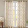 Sereno Fretwork Beige & Gold Light-Filtering Grommet Curtain Panel, (95")