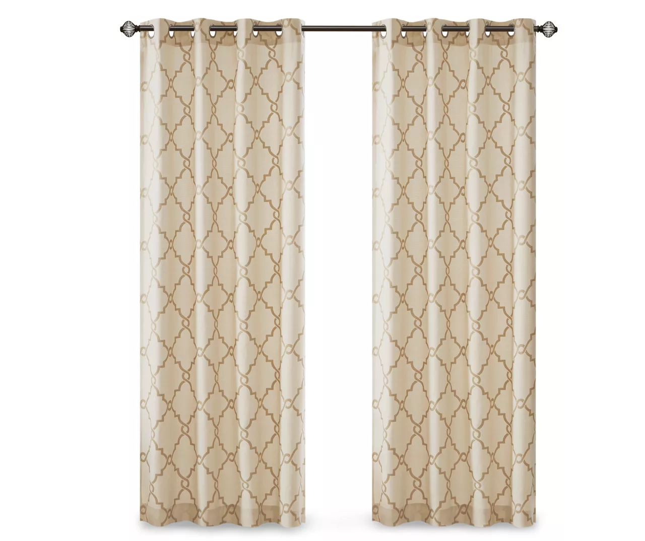 Sereno Fretwork Beige & Gold Light-Filtering Grommet Curtain Panel, (63") 12 Sereno Fretwork Beige & Gold Light-Filtering Grommet Curtain Panel, (63") - Image 12