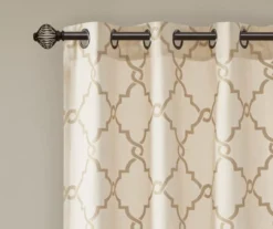 Sereno Fretwork Beige & Gold Light-Filtering Grommet Curtain Panel, (63") 15 Sereno Fretwork Beige & Gold Light-Filtering Grommet Curtain Panel, (63") -Cuisinart Store 810518028 810518029 810518030 3 1