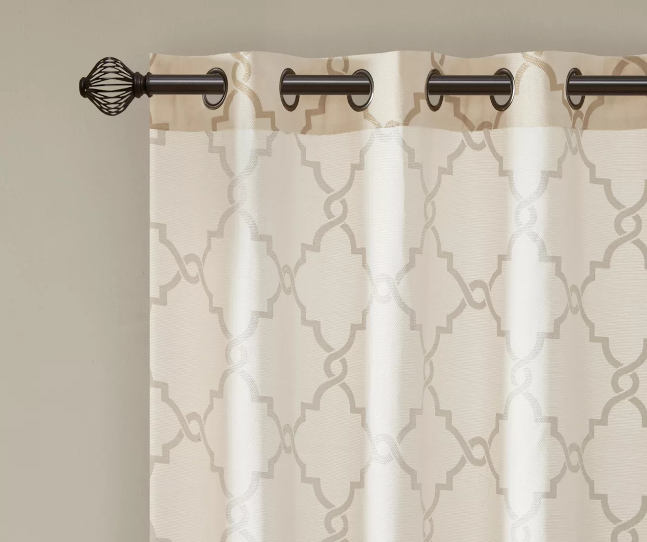 Sereno Fretwork Beige & Gold Light-Filtering Grommet Curtain Panel, (84") 5 Sereno Fretwork Beige & Gold Light-Filtering Grommet Curtain Panel, (84") - Image 5