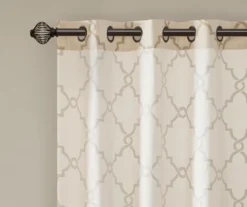 Sereno Fretwork Beige & Gold Light-Filtering Grommet Curtain Panel, (95") -Cuisinart Store 810518028 810518029 810518030 4